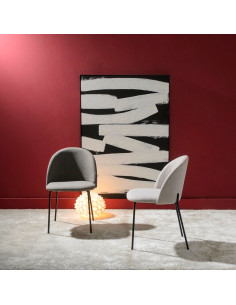 Chaise moderne en Tissu Gris Métal Noir Laina (Lot de 2) - 2