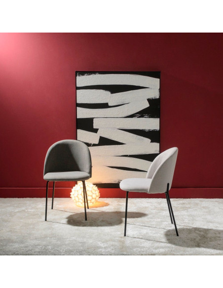 Chaise moderne en Tissu Gris Métal Noir Laina (Lot de 2) - 2