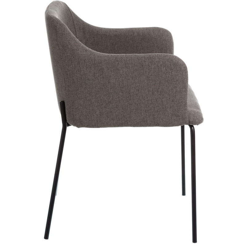 Fauteuil de table moderne en Tissu Gris Métal Noir Candio (Lot de 2) - 3
