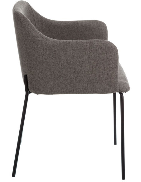 Fauteuil de table moderne en Tissu Gris Métal Noir Candio (Lot de 2) - 3