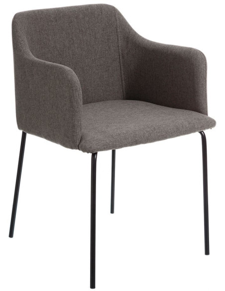 Fauteuil de table moderne en Tissu Gris Métal Noir Candio (Lot de 2) - 1