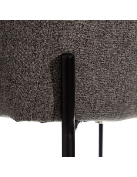 Fauteuil de table moderne en Tissu Gris Métal Noir Candio (Lot de 2) - 4