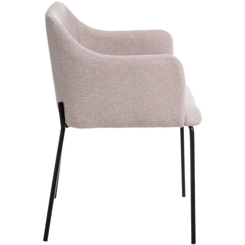 Fauteuil de table moderne en Tissu Beige Métal Noir Candio (Lot de 2) - 3