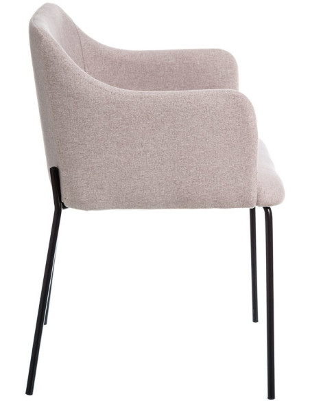 Fauteuil de table moderne en Tissu Beige Métal Noir Candio (Lot de 2) - 3
