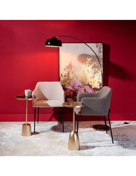 Fauteuil de table moderne en Tissu Beige Métal Noir Candio (Lot de 2) - 2