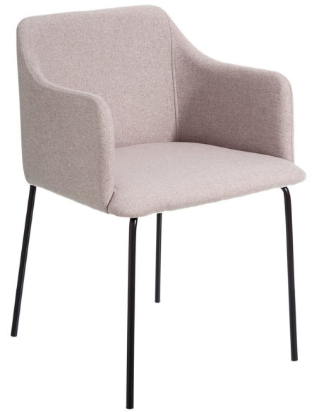 Fauteuil de table moderne en Tissu Beige Métal Noir Candio (Lot de 2) - 1