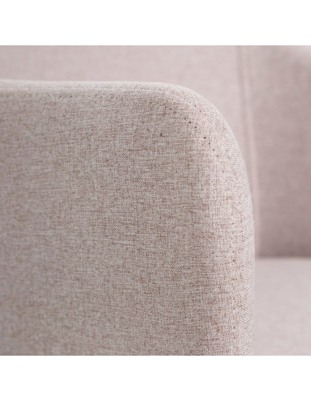 Fauteuil de table moderne en Tissu Beige Métal Noir Candio (Lot de 2) - 5