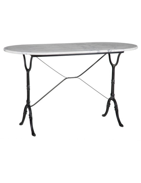Table bistrot parisien Ovale 4 personnes en Marbre Blanc Métal Noir Talia - 1