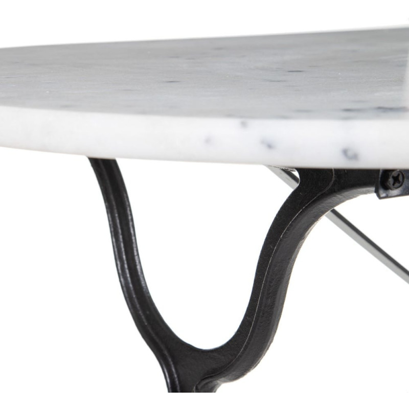 Table bistrot parisien Ovale 4 personnes en Marbre Blanc Métal Noir Talia - 4