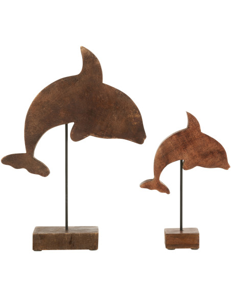 Décoration sur pied Dauphin Hauteur 32 cm en Bois de manguier Azur Naturel Morna - 3