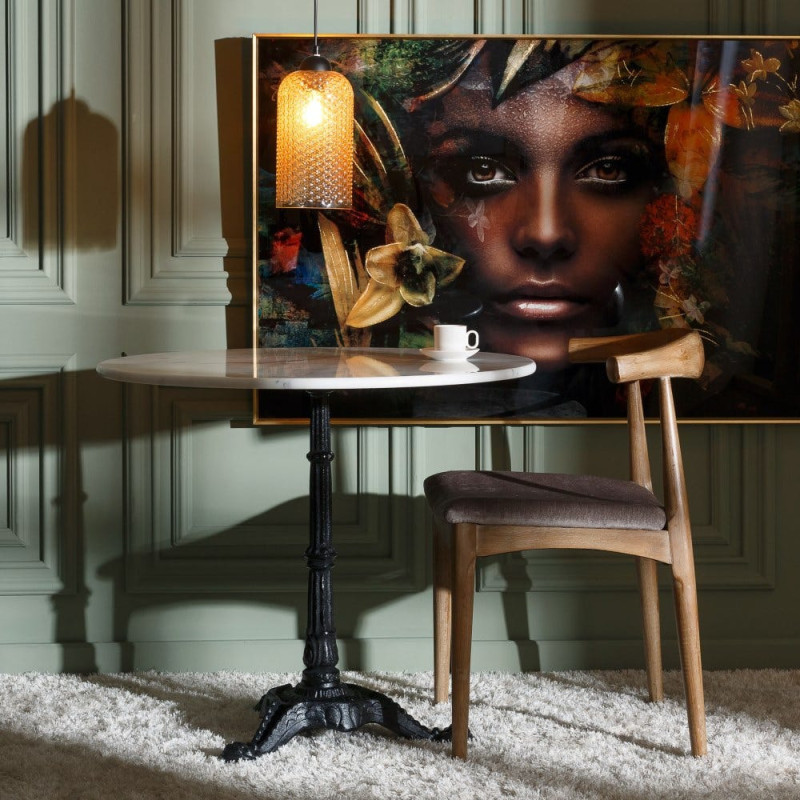 Table bistrot parisien Ronde 3 personnes en Marbre Blanc Métal Noir Talia - 2