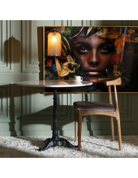 Table bistrot parisien Ronde 3 personnes en Marbre Blanc Métal Noir Talia - 2