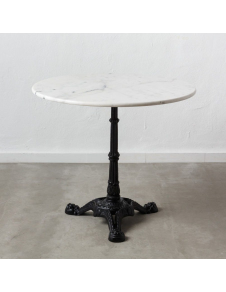Table bistrot parisien Ronde 3 personnes en Marbre Blanc Métal Noir Talia - 9