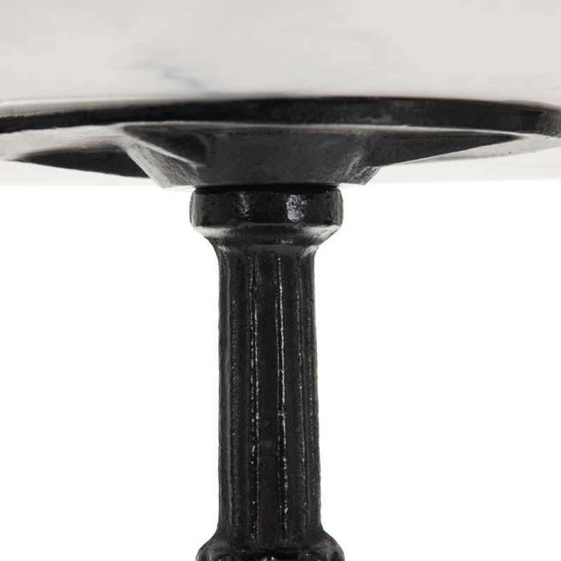 Table bistrot parisien Ronde 3 personnes en Marbre Blanc Métal Noir Talia - 5