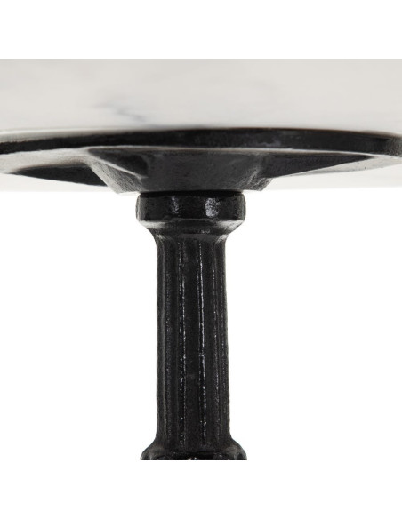 Table bistrot parisien Ronde 3 personnes en Marbre Blanc Métal Noir Talia - 5