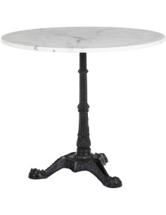Table bistrot parisien Ronde 3 personnes en Marbre Blanc Métal Noir Talia - 1