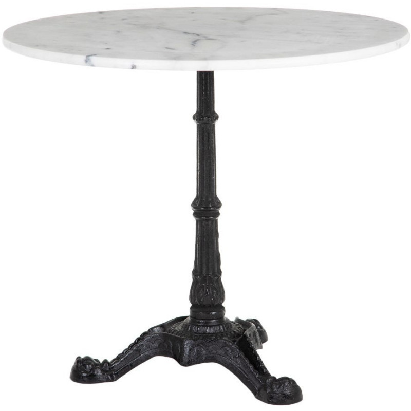 Table bistrot parisien Ronde 3 personnes en Marbre Blanc Métal Noir Talia - 1
