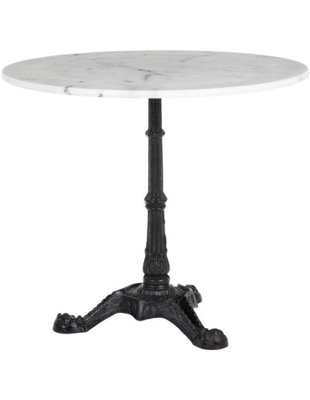 Table bistrot parisien Ronde 3 personnes en Marbre Blanc Métal Noir Talia - 1