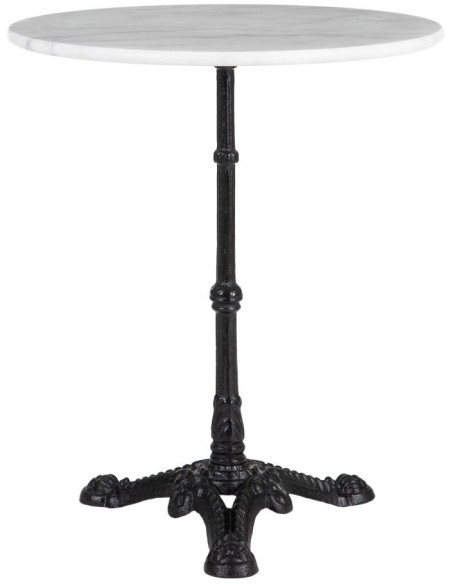 Table bistrot parisien Ronde 2 personnes en Marbre Blanc Métal Noir Talia - 1