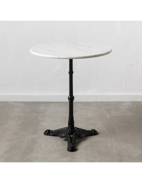 Table bistrot parisien Ronde 2 personnes en Marbre Blanc Métal Noir Talia - 9