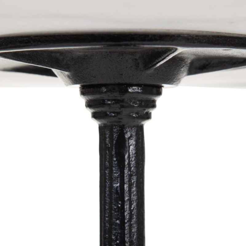 Table bistrot parisien Ronde 2 personnes en Marbre Blanc Métal Noir Talia - 5