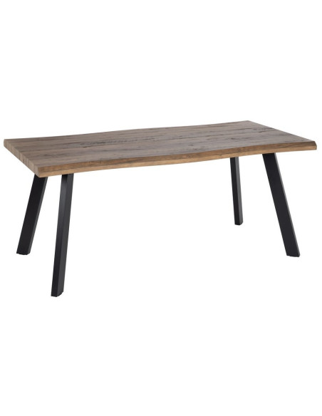 Table à manger moderne Rectangulaire 8 personnes en Bois MDF Marron Métal Noir Noa - 1