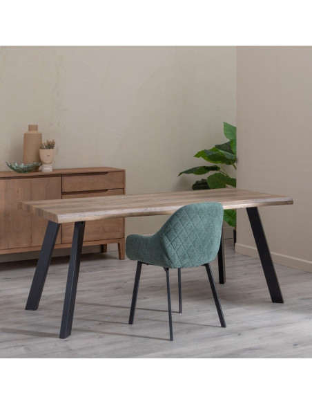 Table à manger moderne Rectangulaire 8 personnes en Bois MDF Marron Métal Noir Noa - 2