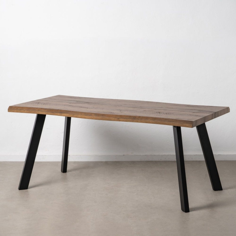 Table à manger moderne Rectangulaire 8 personnes en Bois MDF Marron Métal Noir Noa - 3