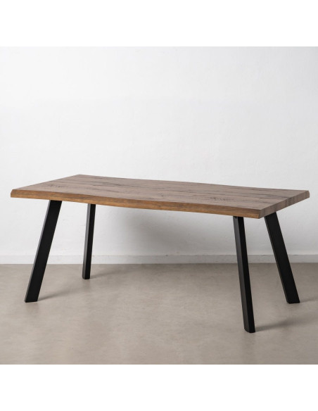 Table à manger moderne Rectangulaire 8 personnes en Bois MDF Marron Métal Noir Noa - 3