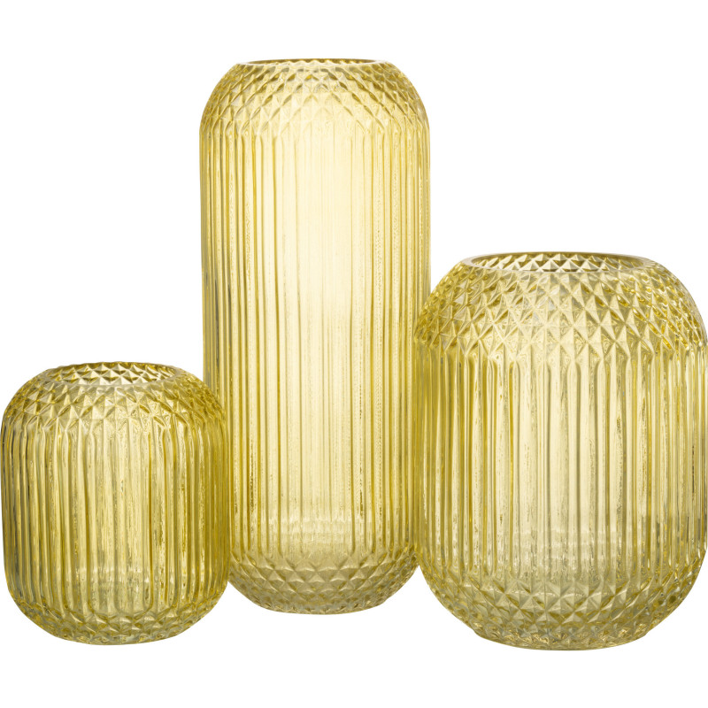 Vase Cylindrique Zara Hauteur 35 cm en Verre Jaune - 5