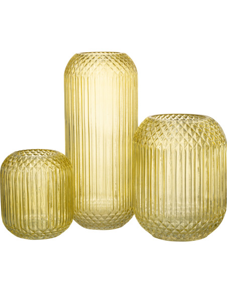 Vase Cylindrique Zara Hauteur 35 cm en Verre Jaune - 5