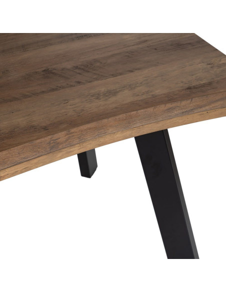 Table à manger moderne Rectangulaire 8 personnes en Bois MDF Marron Métal Noir Noa - 5