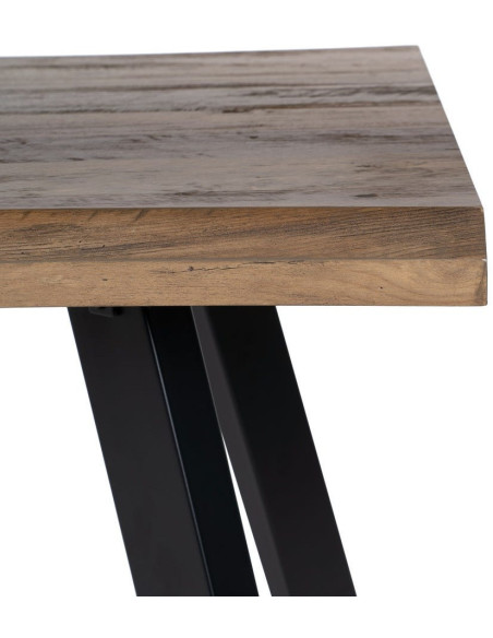 Table à manger moderne Rectangulaire 8 personnes en Bois MDF Marron Métal Noir Noa - 6