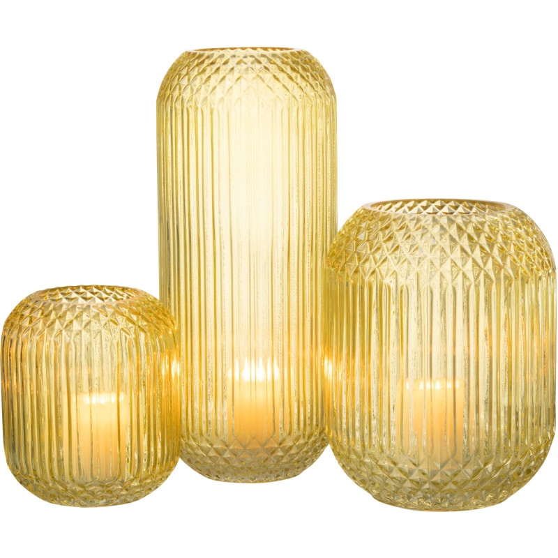 Vase Cylindrique Zara Hauteur 35 cm en Verre Jaune - 6
