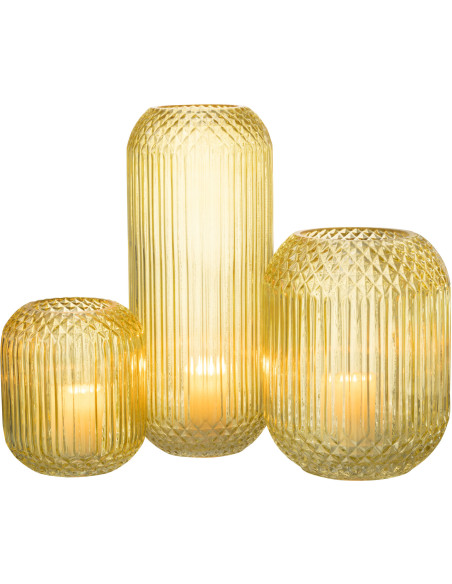 Vase Cylindrique Zara Hauteur 35 cm en Verre Jaune - 6