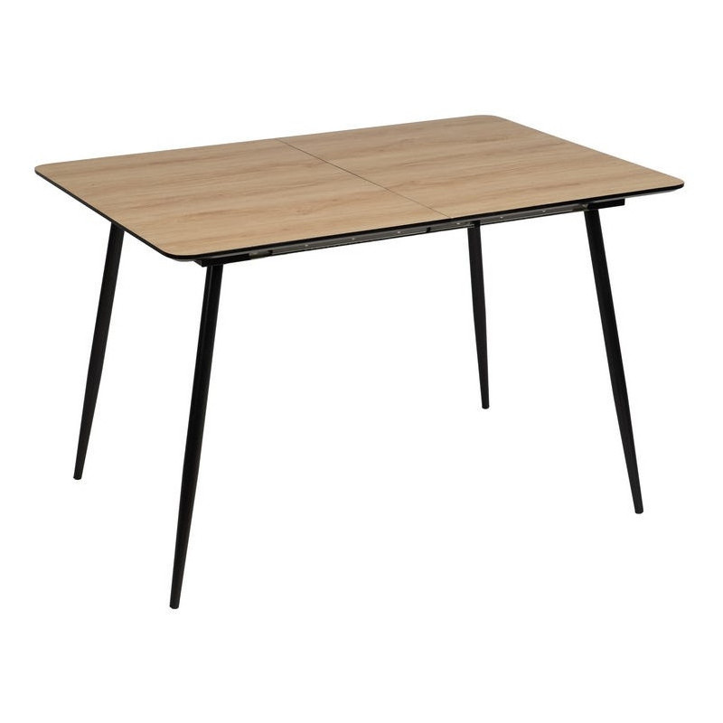 Table à manger extensible Rectangulaire 6 personnes en Bois MDF Naturel Métal Noir Alina - 2