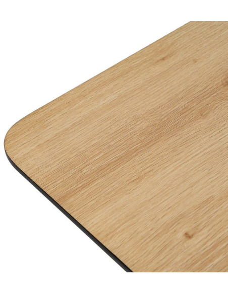 Table à manger extensible Rectangulaire 6 personnes en Bois MDF Naturel Métal Noir Alina - 3