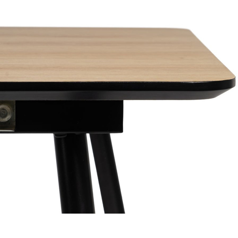 Table à manger extensible Rectangulaire 6 personnes en Bois MDF Naturel Métal Noir Alina - 5