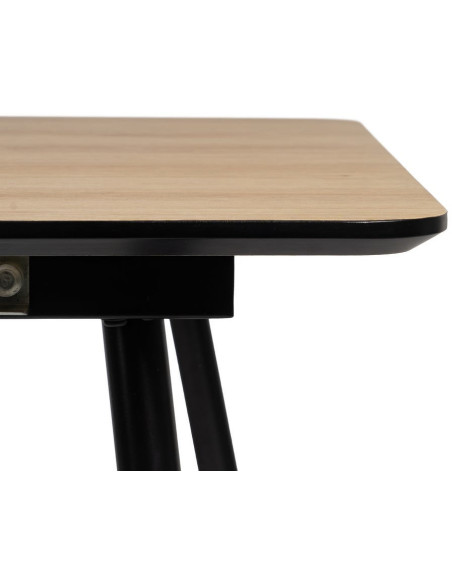 Table à manger extensible Rectangulaire 6 personnes en Bois MDF Naturel Métal Noir Alina - 5