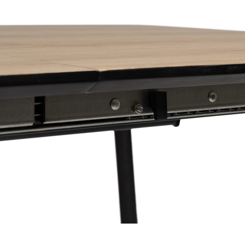 Table à manger extensible Rectangulaire 6 personnes en Bois MDF Naturel Métal Noir Alina - 9