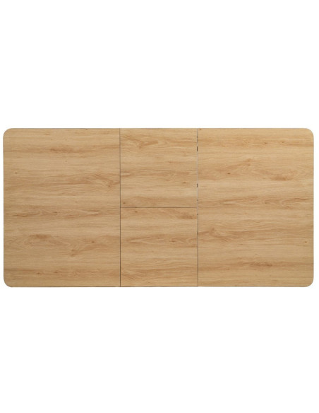Table à manger extensible Rectangulaire 6 personnes en Bois MDF Naturel Métal Noir Alina - 10