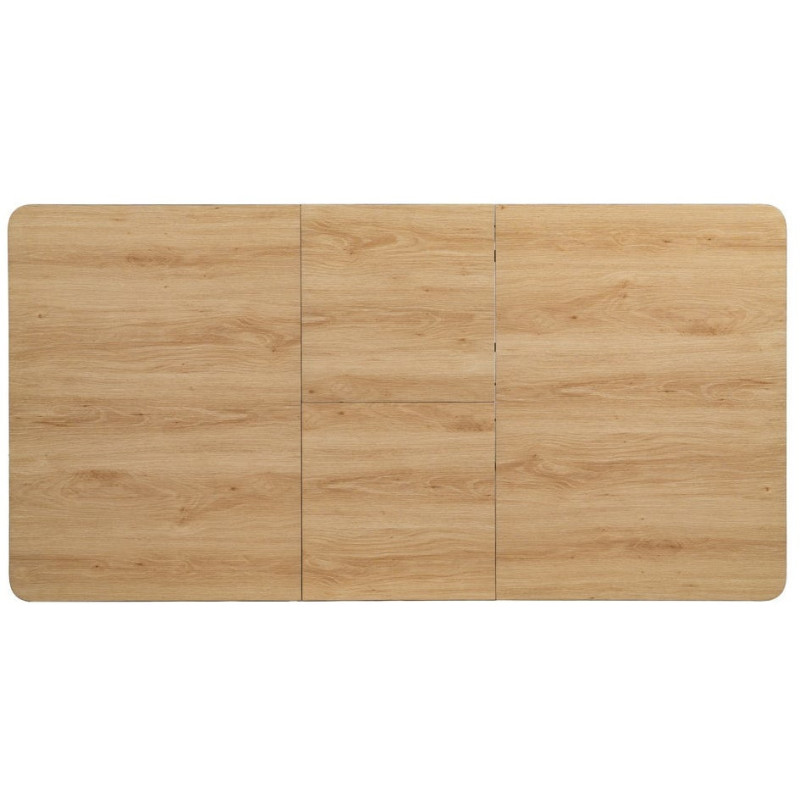 Table à manger extensible Rectangulaire 6 personnes en Bois MDF Naturel Métal Noir Alina - 13
