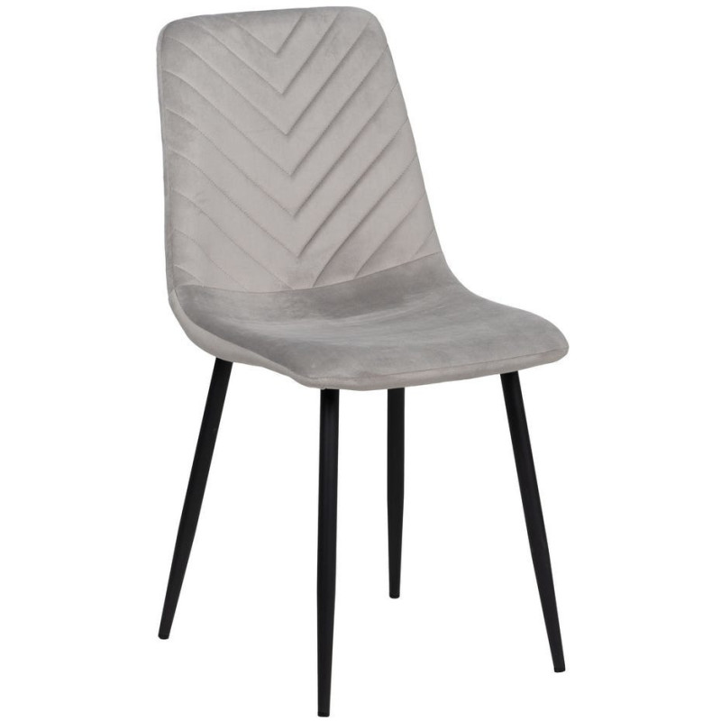 Chaise moderne motif chevrons en Velours Gris clair Métal Noir Aseria (Lot de 4) - 1