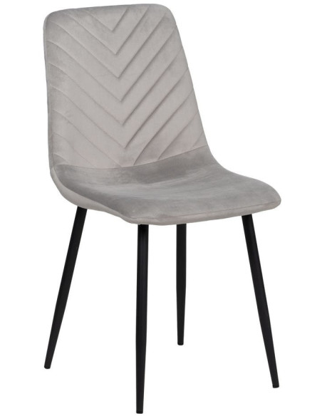 Chaise moderne motif chevrons en Velours Gris clair Métal Noir Aseria (Lot de 4) - 1