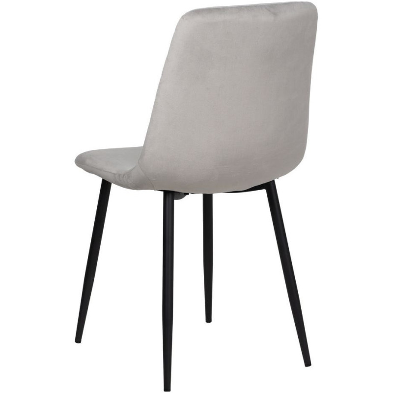 Chaise moderne motif chevrons en Velours Gris clair Métal Noir Aseria (Lot de 4) - 3