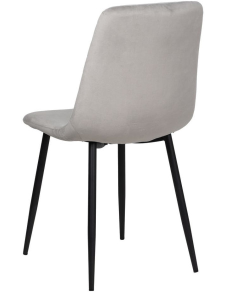 Chaise moderne motif chevrons en Velours Gris clair Métal Noir Aseria (Lot de 4) - 3