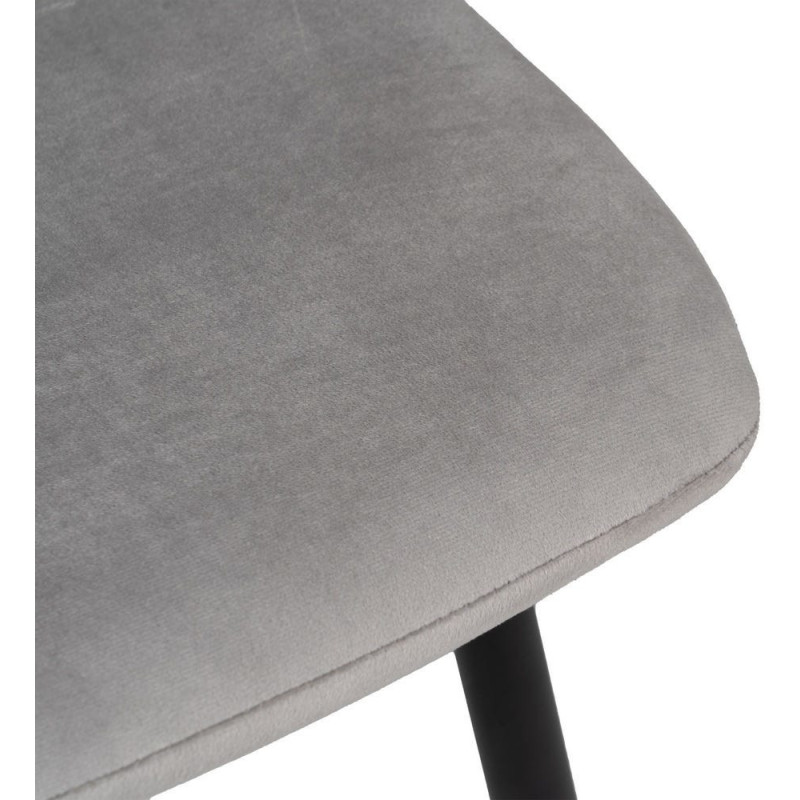 Chaise moderne motif chevrons en Velours Gris clair Métal Noir Aseria (Lot de 4) - 6