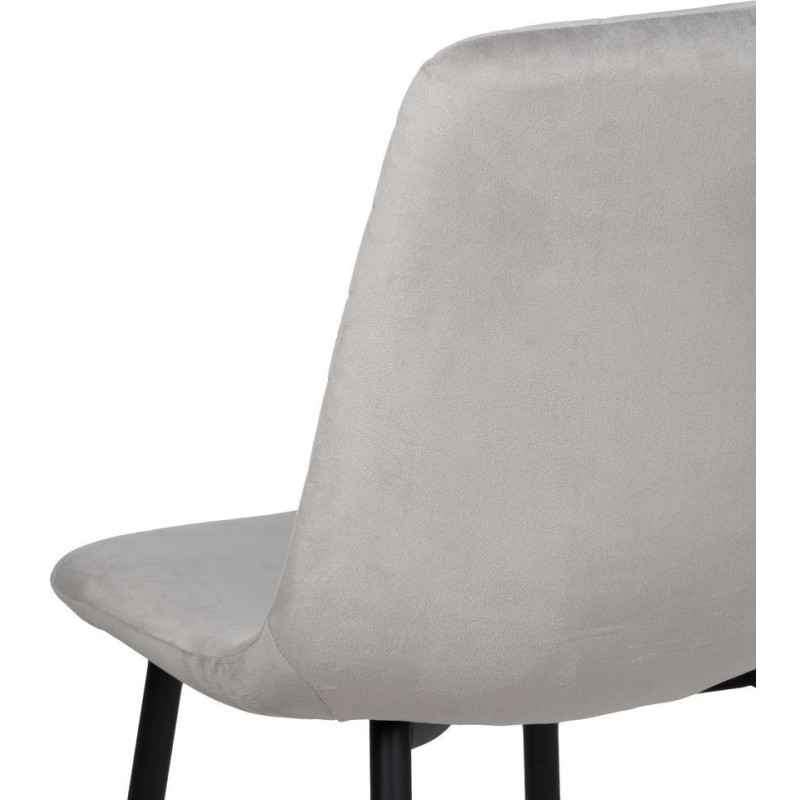 Chaise moderne motif chevrons en Velours Gris clair Métal Noir Aseria (Lot de 4) - 7