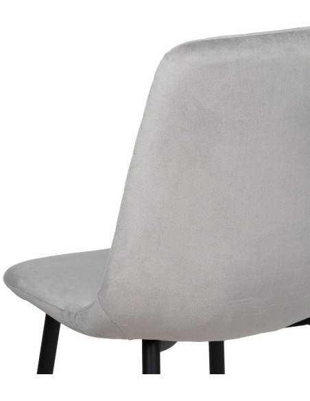 Chaise moderne motif chevrons en Velours Gris clair Métal Noir Aseria (Lot de 4) - 7