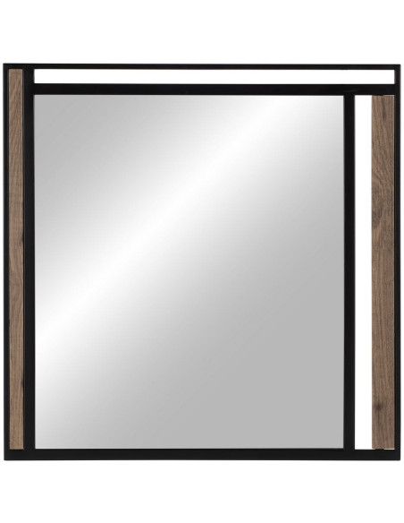 Miroir mural industriel Carré 70x70 en Métal Noir Bois MDF Naturel Nude - 3